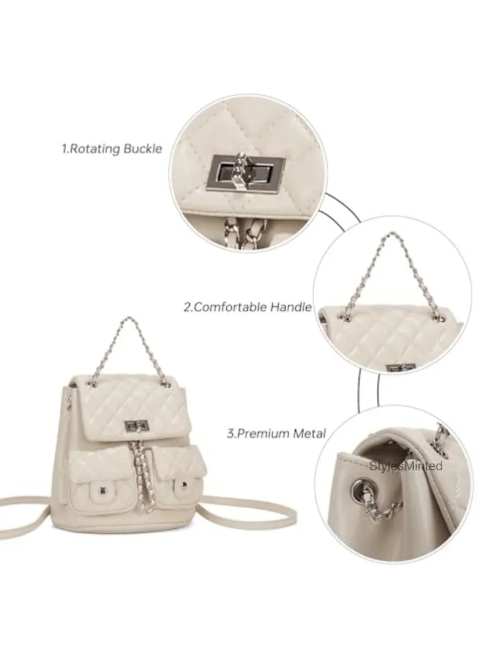 Mini PU Leather Backpack Women Fashion Backpack Handbag Adjustable Straps